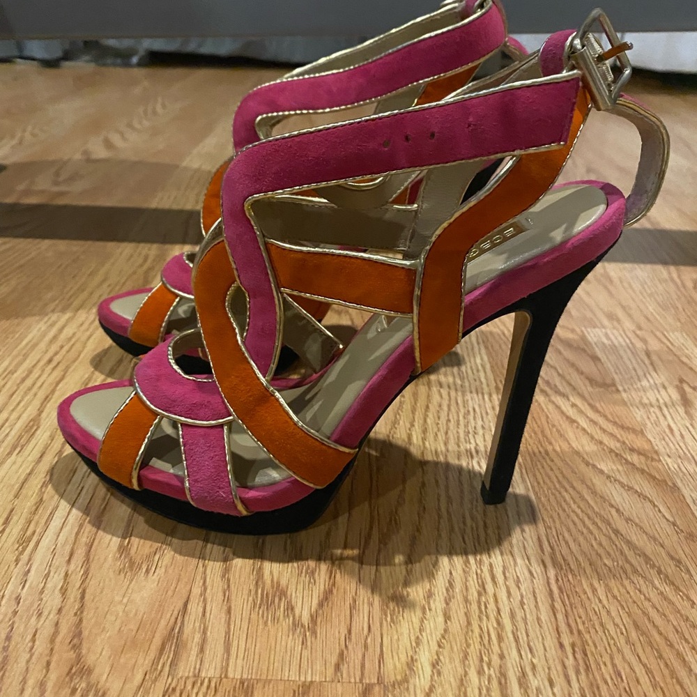 Bcbg max Azria genuine suede platform sandals 7 EUC